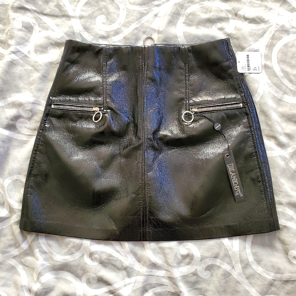 Faux Leather Blank NYC A-Line Mini Skirt